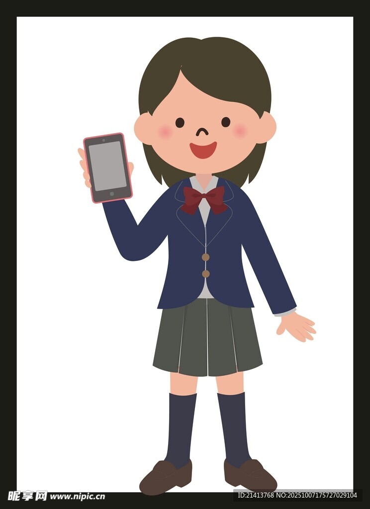 穿校服女孩手持手機(jī)