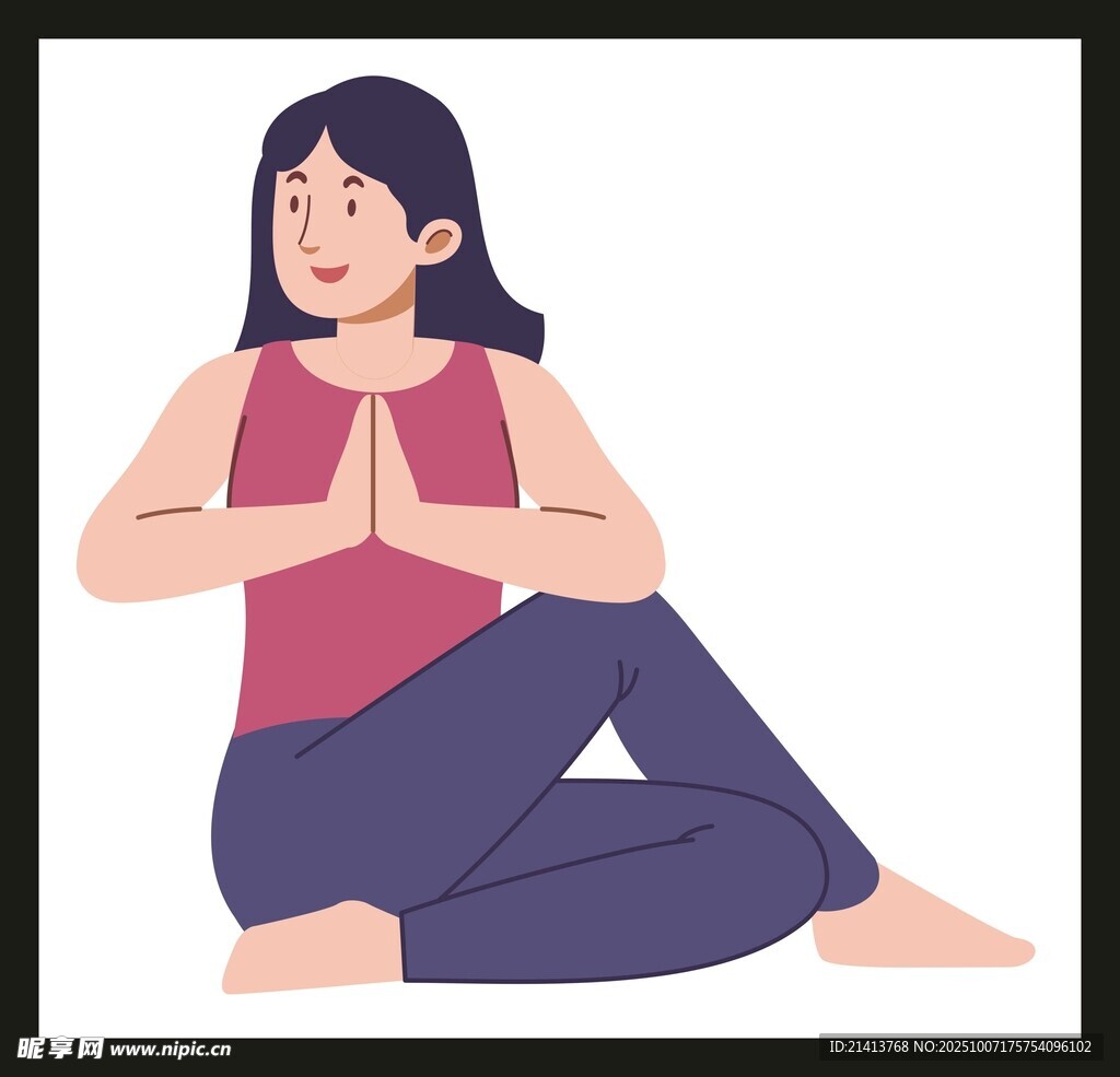 女子靜坐冥想瑜伽姿態(tài)