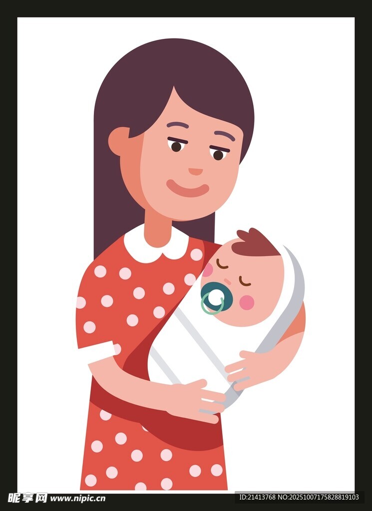 母親懷抱熟睡嬰兒