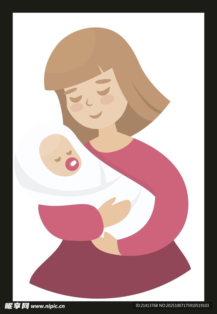 母親溫柔懷抱新生嬰兒