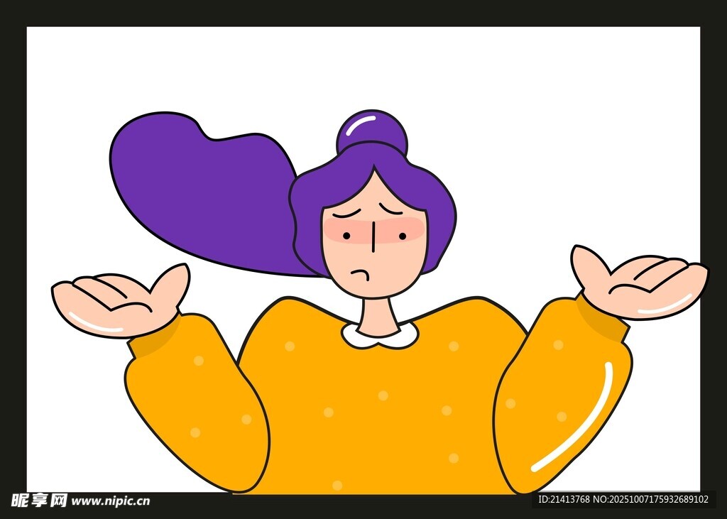攤手的紫色頭發(fā)女孩