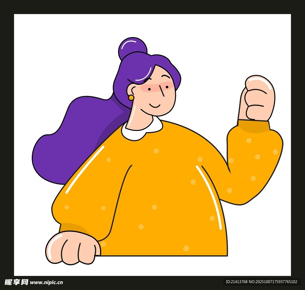 紫色長(zhǎng)發(fā)女孩豎大拇指