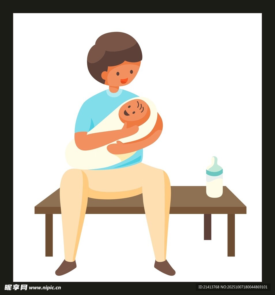 父親溫柔懷抱新生嬰兒