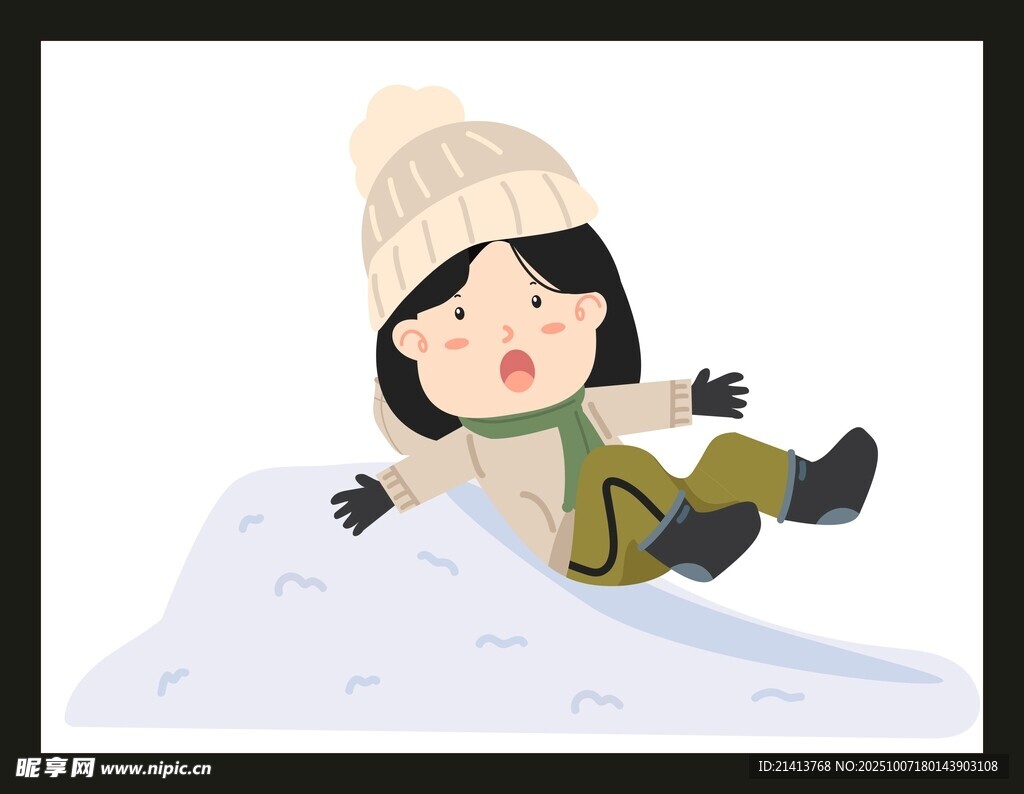 雪地中玩耍的可愛小女孩
