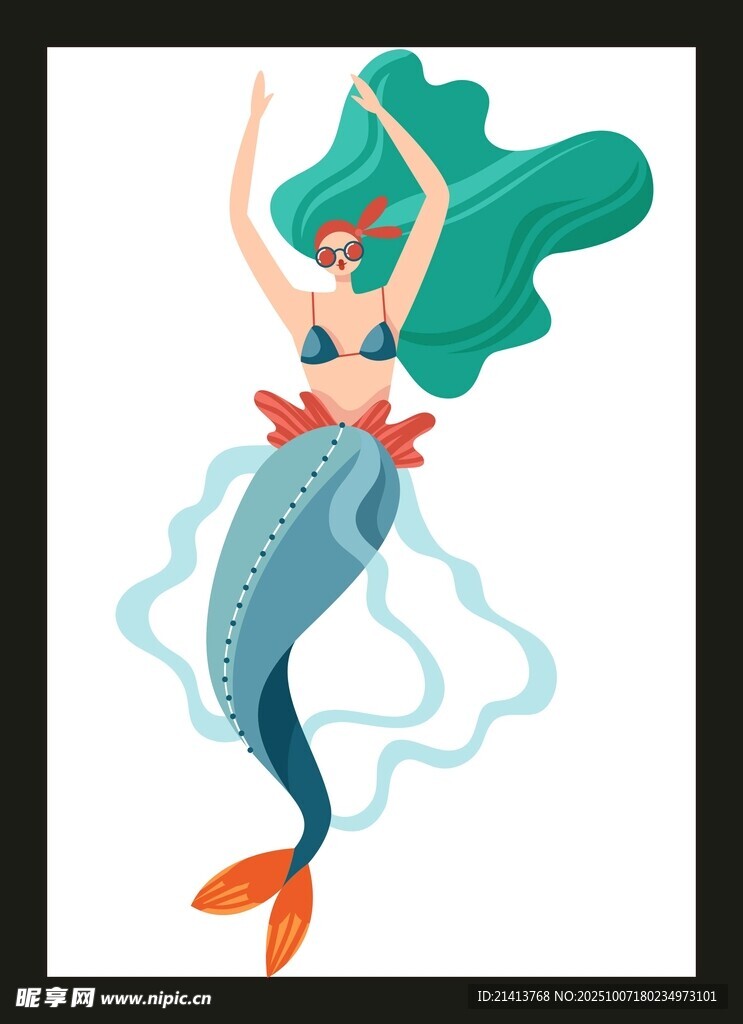 舞動(dòng)的美人魚(yú)插畫(huà)