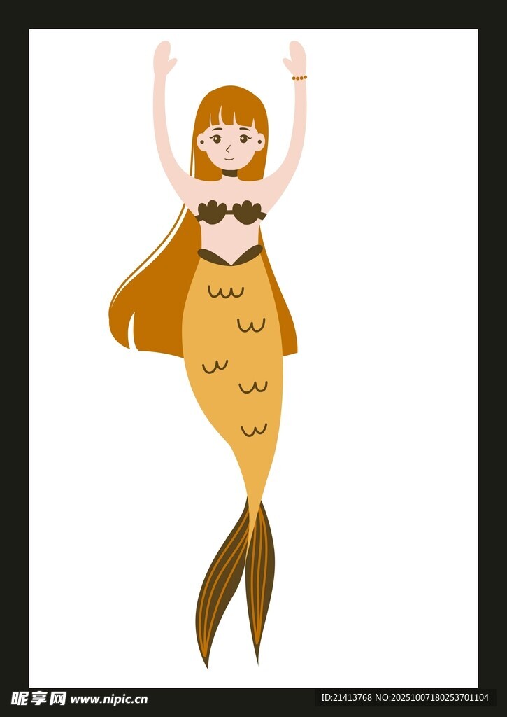 可愛美人魚插畫