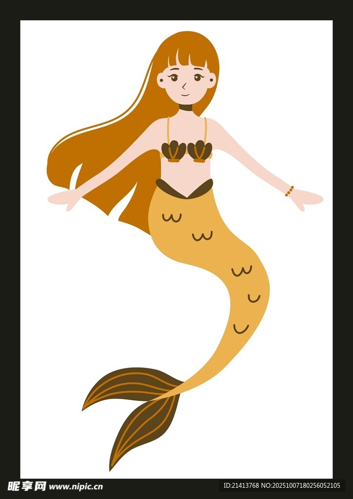可愛卡通美人魚插畫