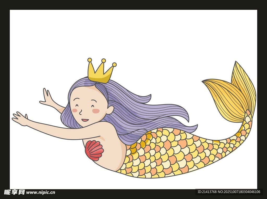 可愛(ài)美人魚公主插畫