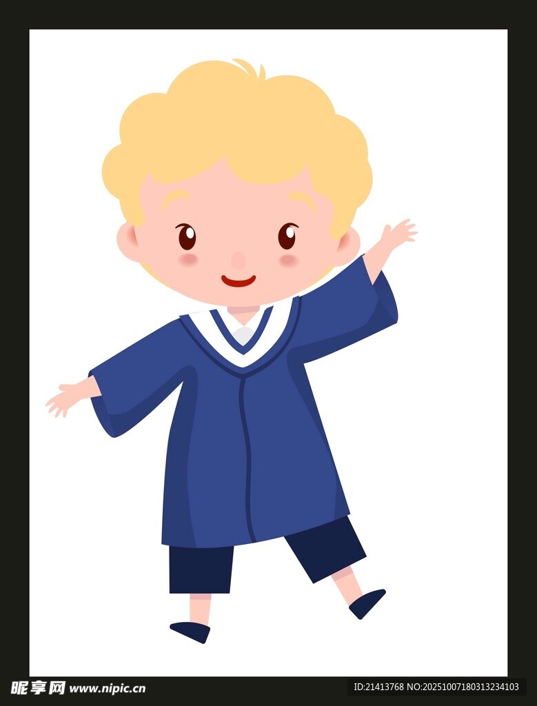 穿學士服的快樂小男孩