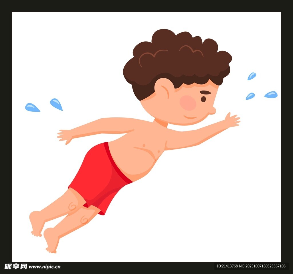 男孩水中暢游
