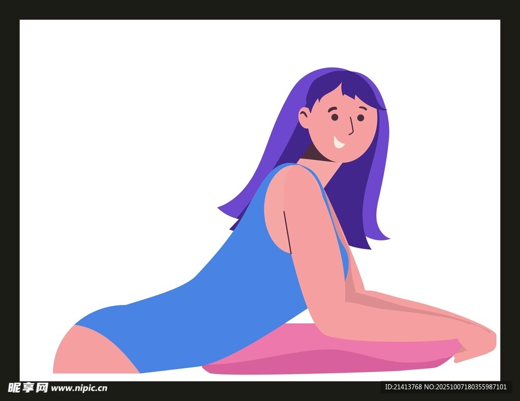 紫色長(zhǎng)發(fā)女子瑜伽姿態(tài)