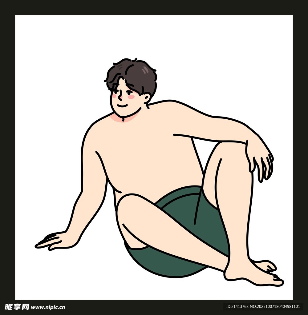 坐著的胖男孩