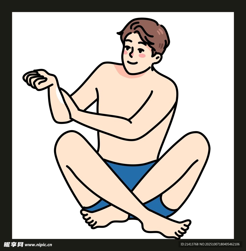坐著檢查手臂的男士