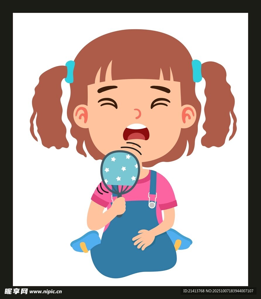 扎辮女孩開心吃棒棒糖