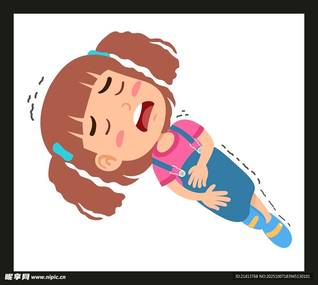肚子疼的小女孩