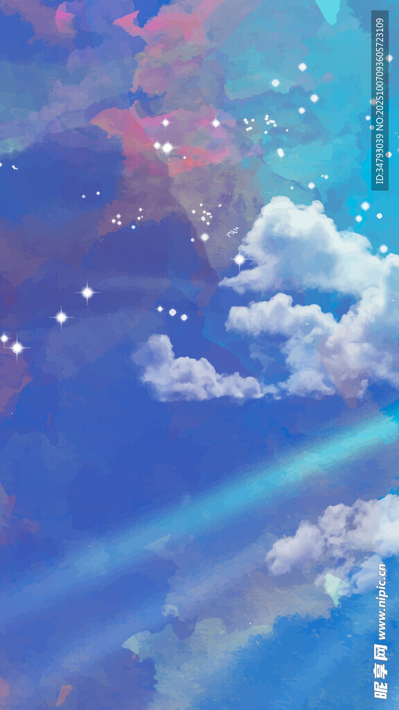 夢幻天空中的云朵與星光