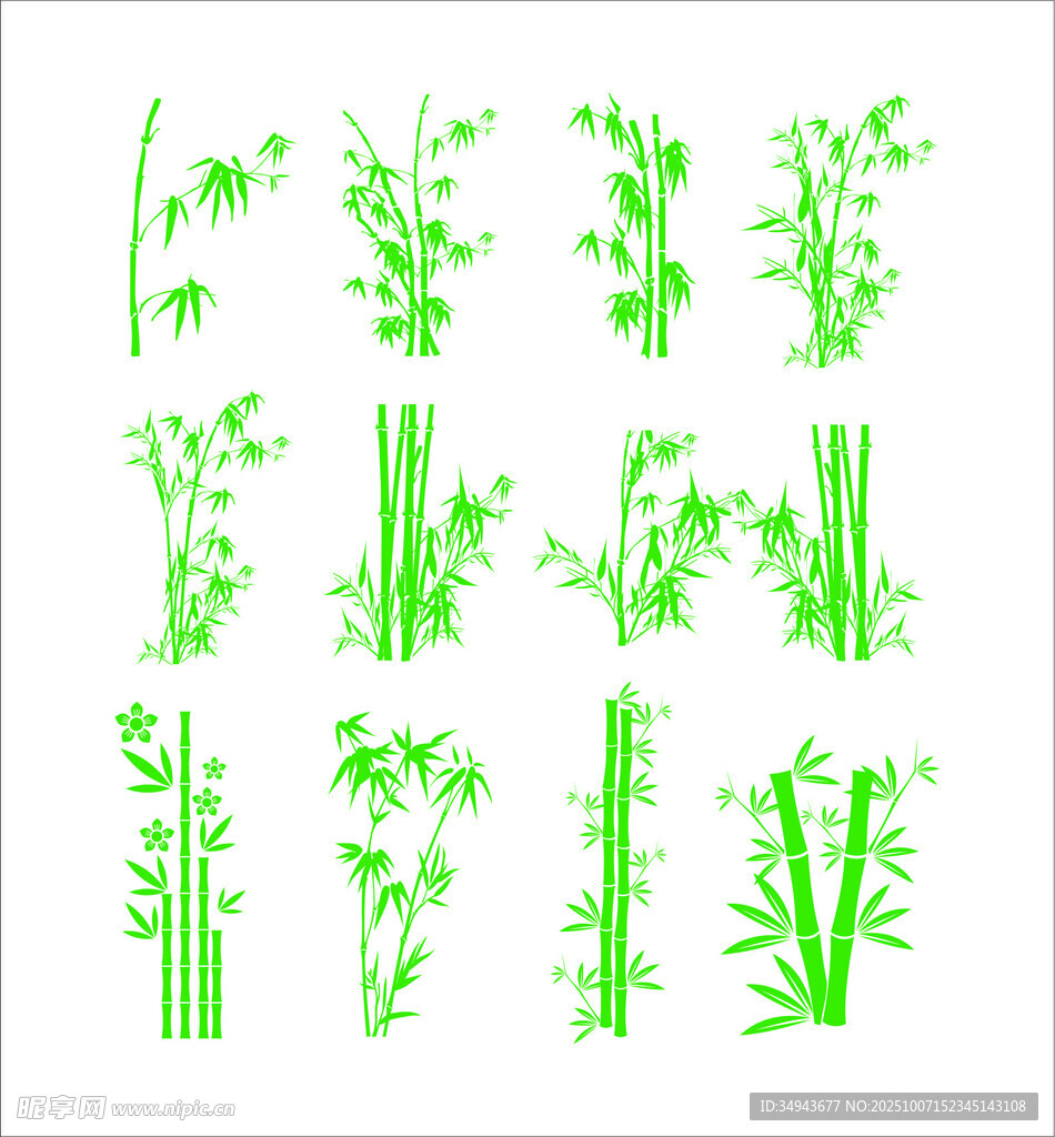 綠色竹葉植物裝飾圖案
