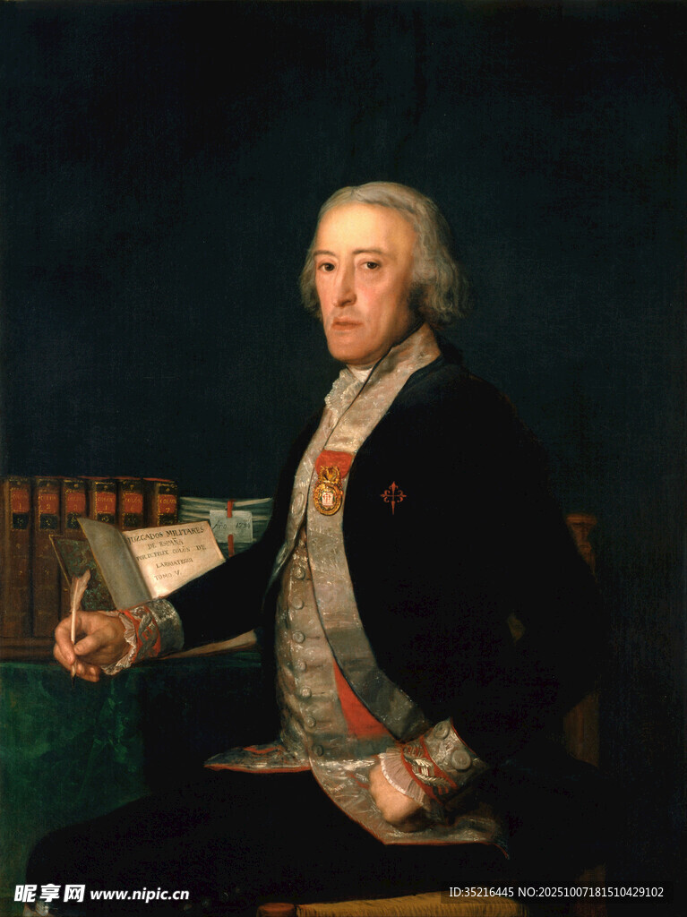 古典紳士持書肖像畫