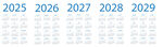 2025至2029年日歷