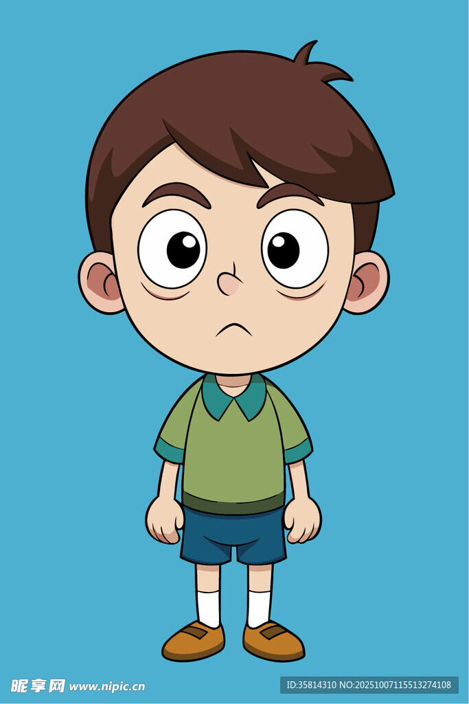 皺眉小男孩卡通形象