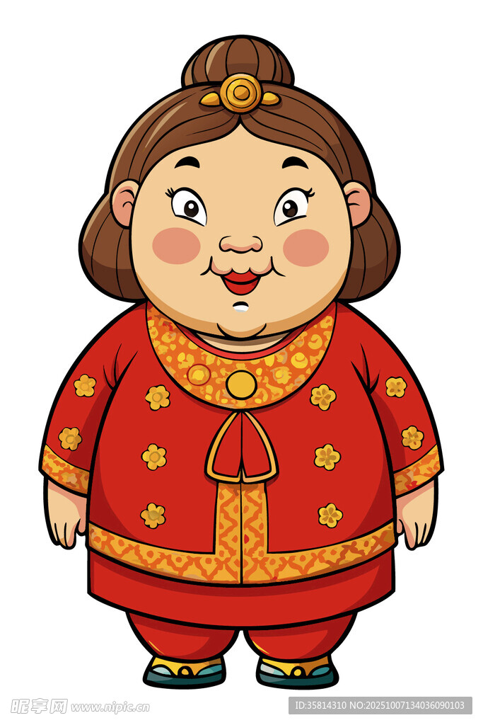 喜慶紅衣胖女孩形象