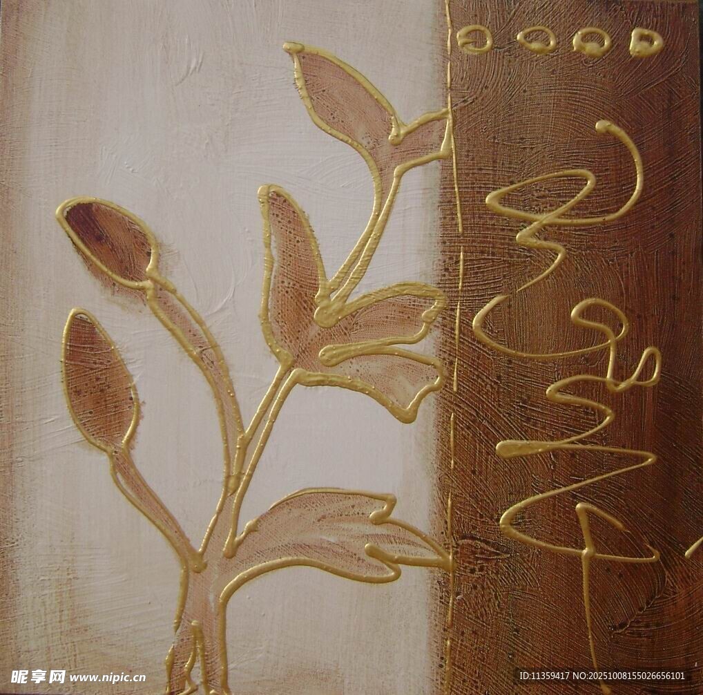 金色枝葉裝飾藝術(shù)圖案
