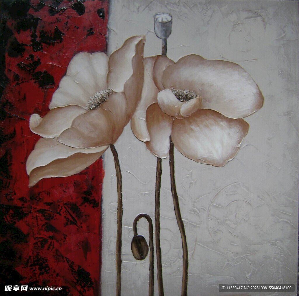 抽象花卉油畫作品