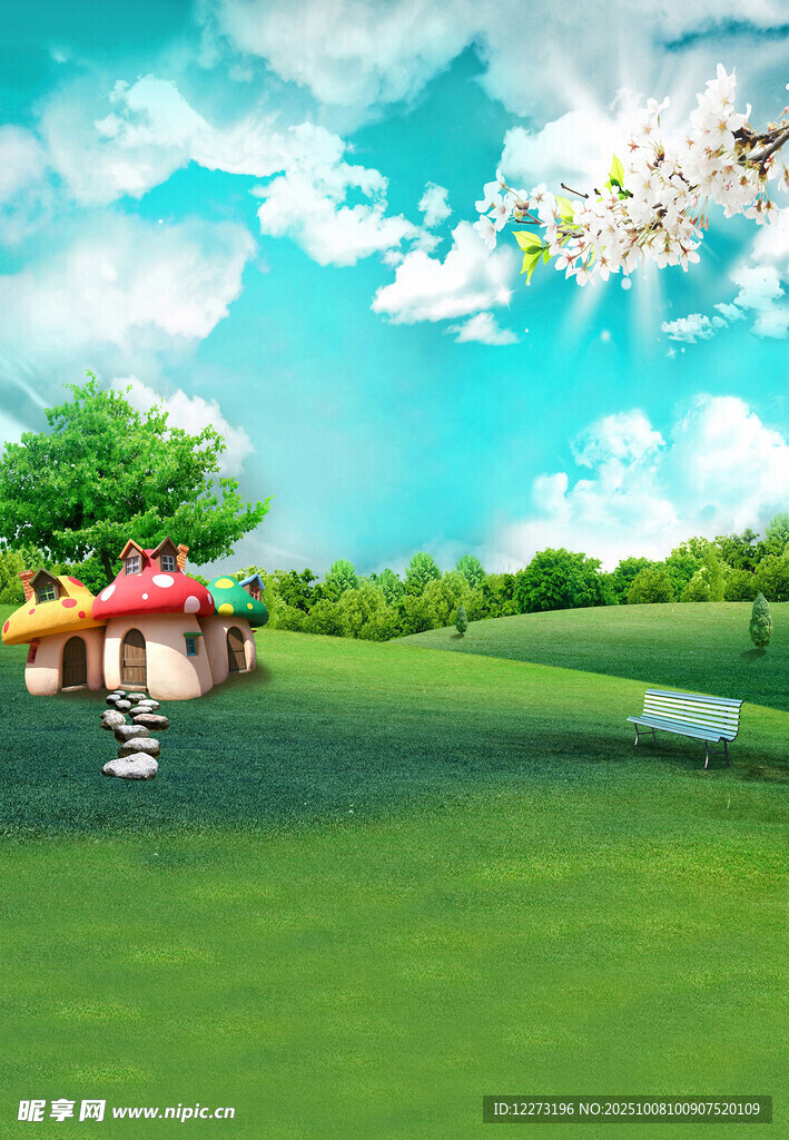 夢幻綠野中的童話小屋