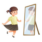 女孩照鏡子翩翩起舞