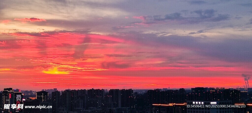 城市絢爛日落美景