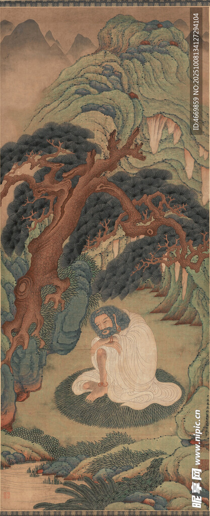 古代人物樹(shù)下靜思圖