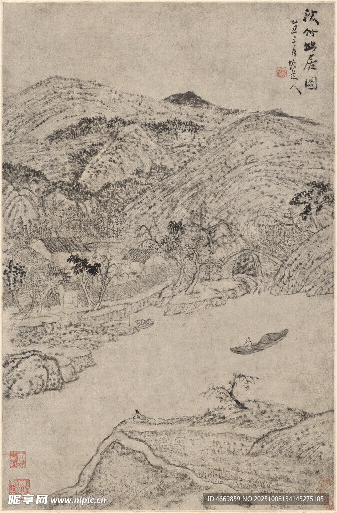 水墨山水古畫意境圖