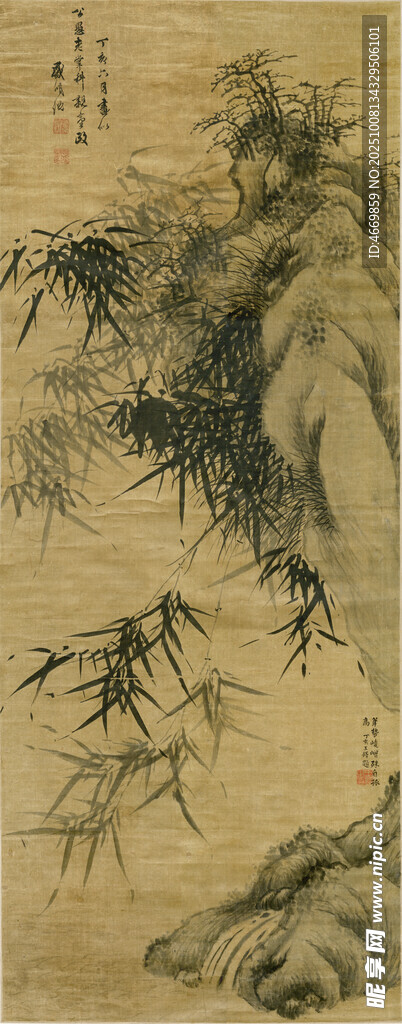 水墨山水間的竹石景致