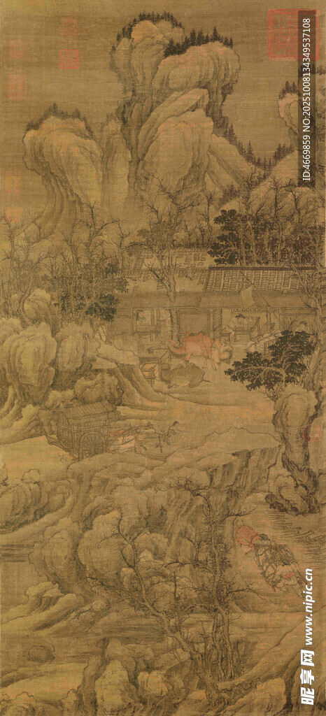古代山水田園勞作場景圖