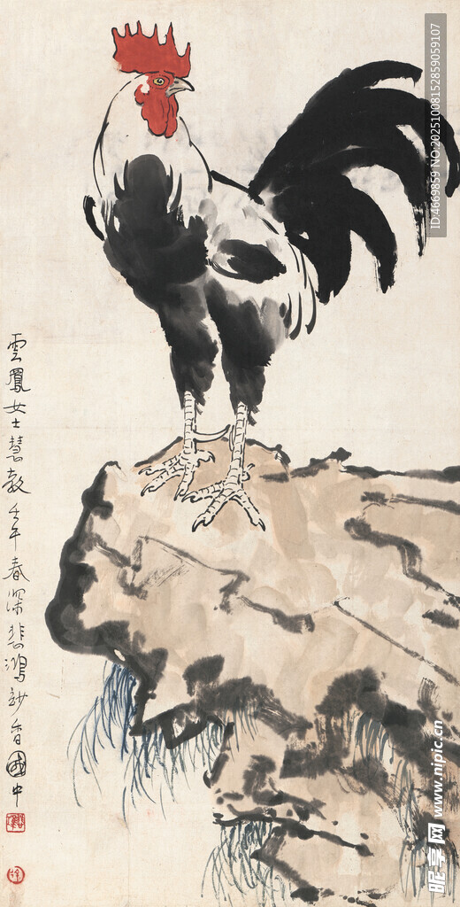 雄雞立于巖上