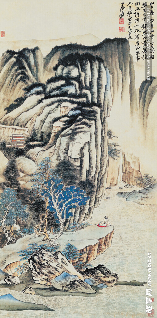 山水國畫中的泛舟之景