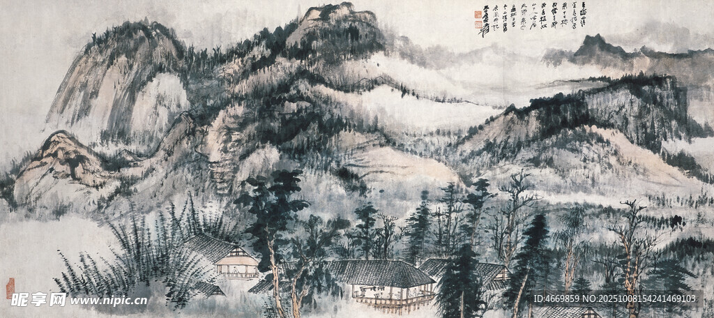 水墨山水國(guó)畫(huà)風(fēng)景圖