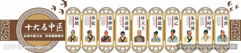 古風(fēng)十大中醫(yī)名醫(yī)文化墻