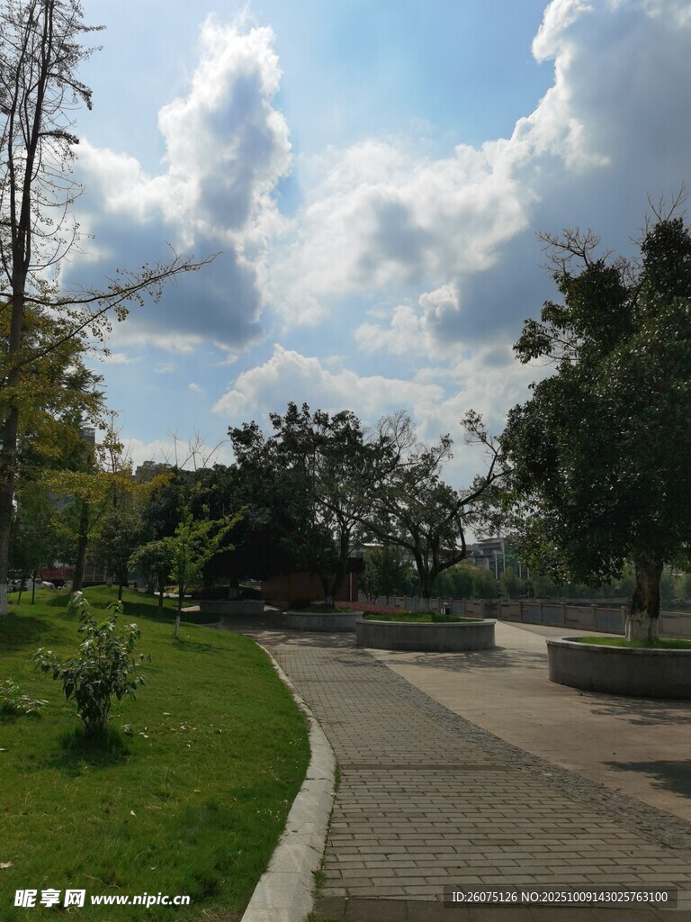 公園中的寧?kù)o步道風(fēng)景