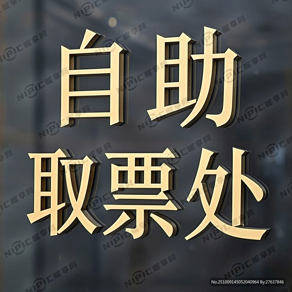 金色字體：自助取票處