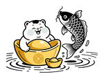 娃娃坐金盆 魚兒躍