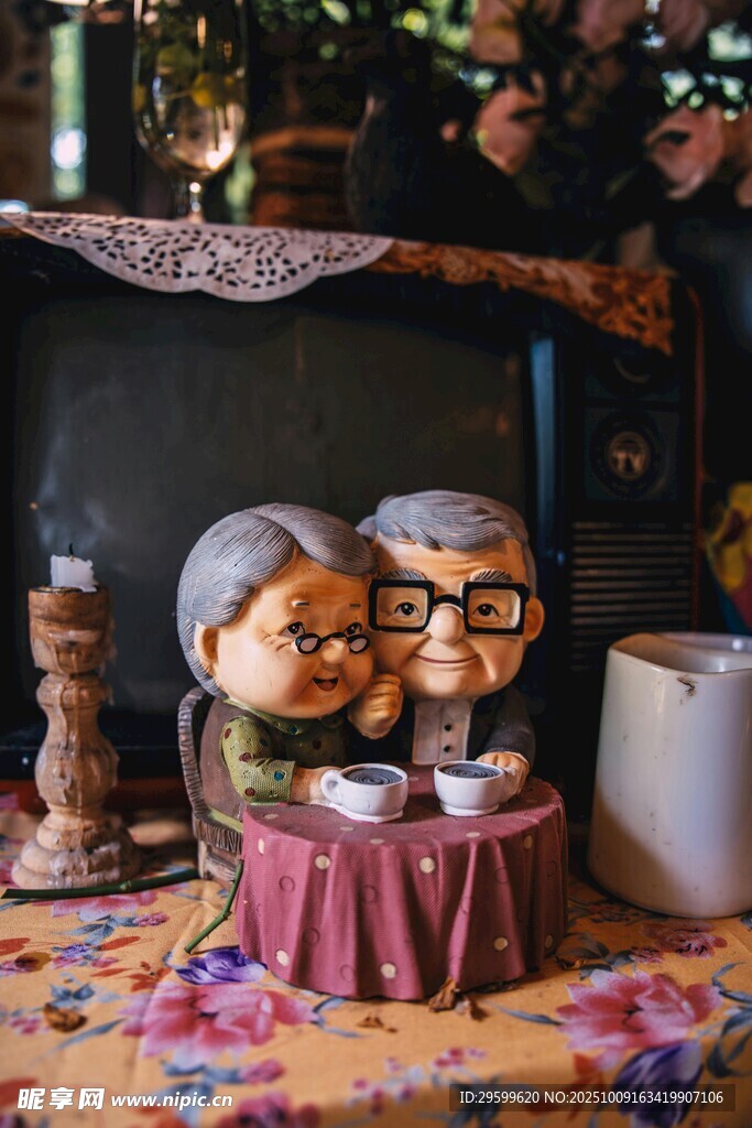 老夫妻擺件 