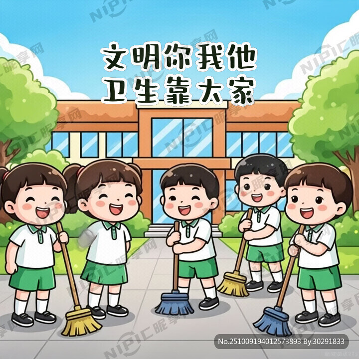 幫忙生成校園外面打掃除上面帶文