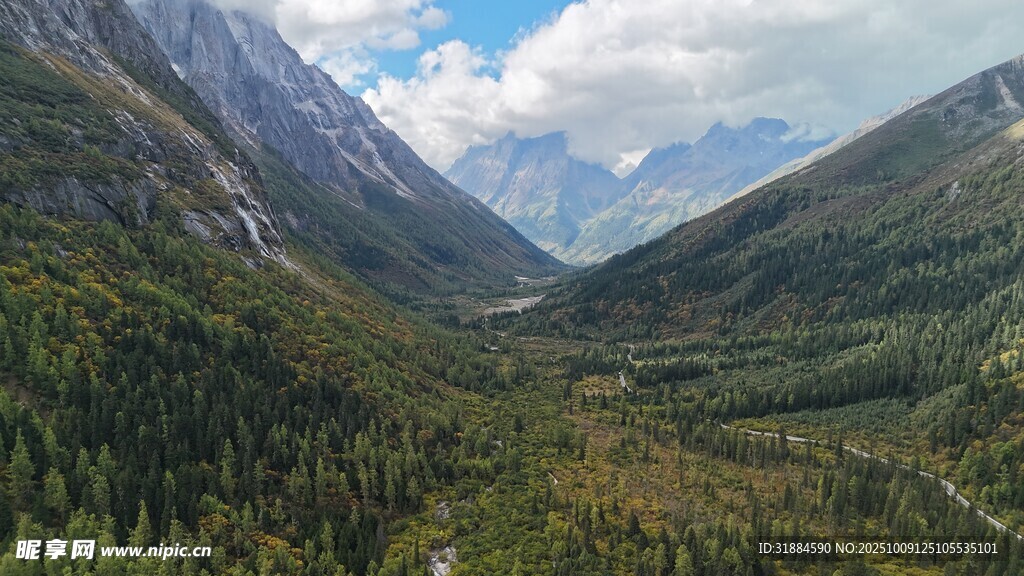 山谷森林間的壯麗山景