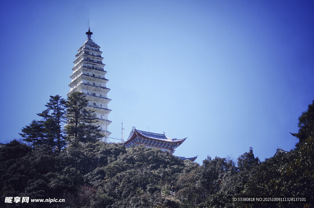 古塔矗立山林間