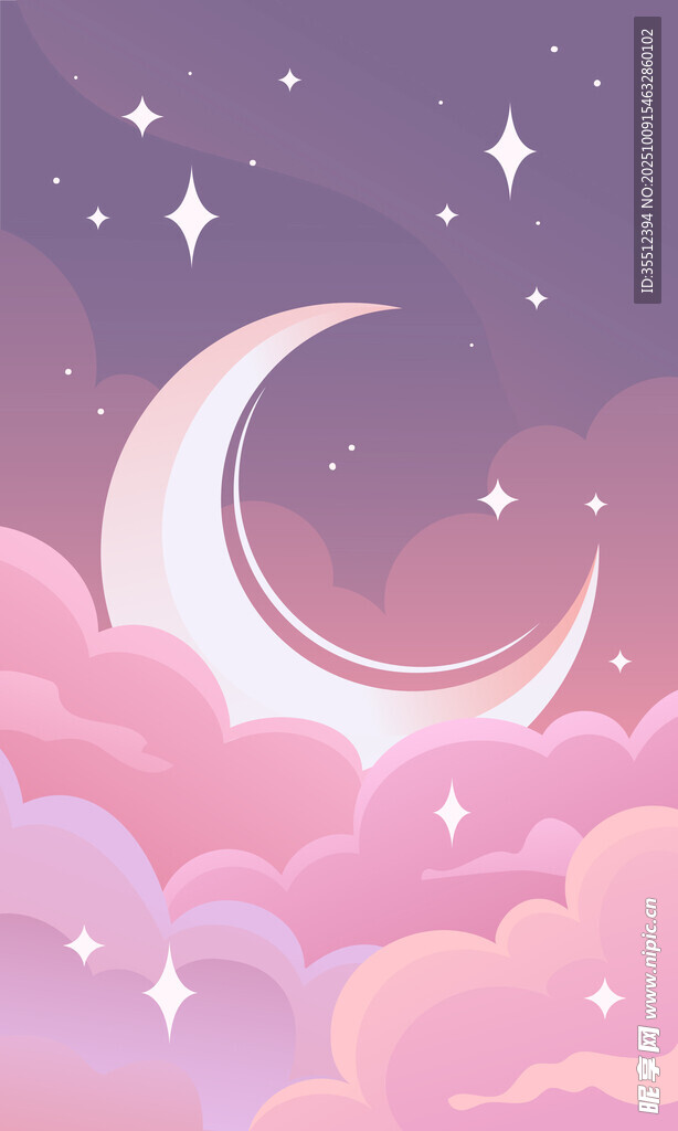 夢幻月夜星空云朵 