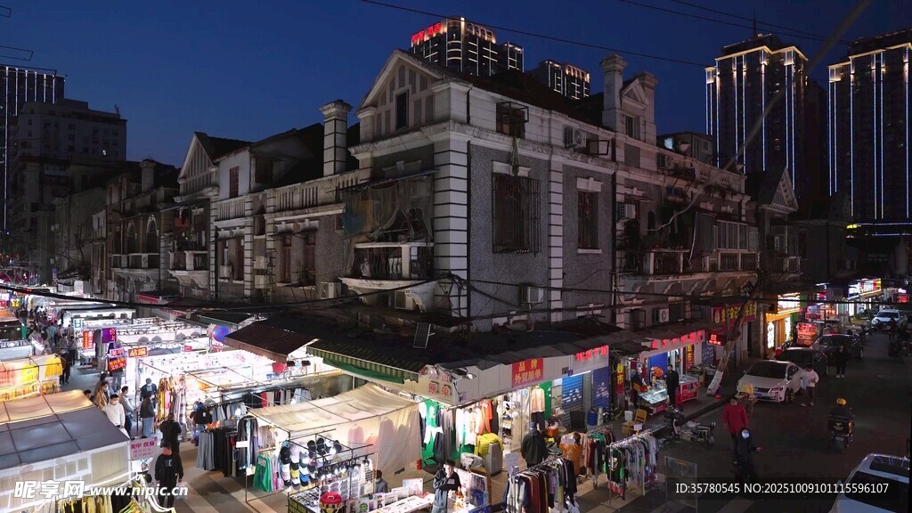 城市熱鬧夜市景象
