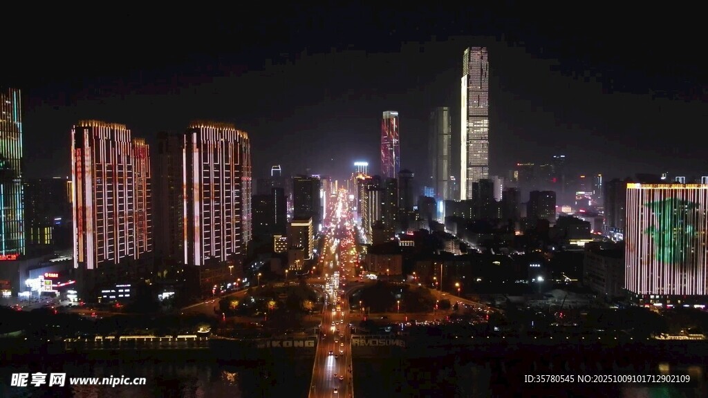 城市璀璨夜景俯瞰圖