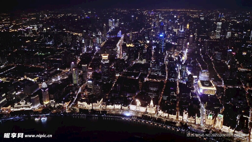 城市璀璨夜景俯瞰圖