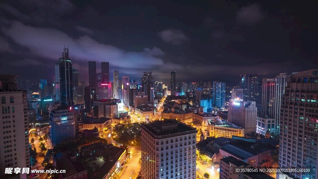 城市璀璨夜景俯瞰圖